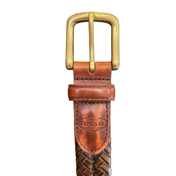 Fossil Men’s Brown Braided Belt Gold Buckle Size 36 - Picture 9 of 15